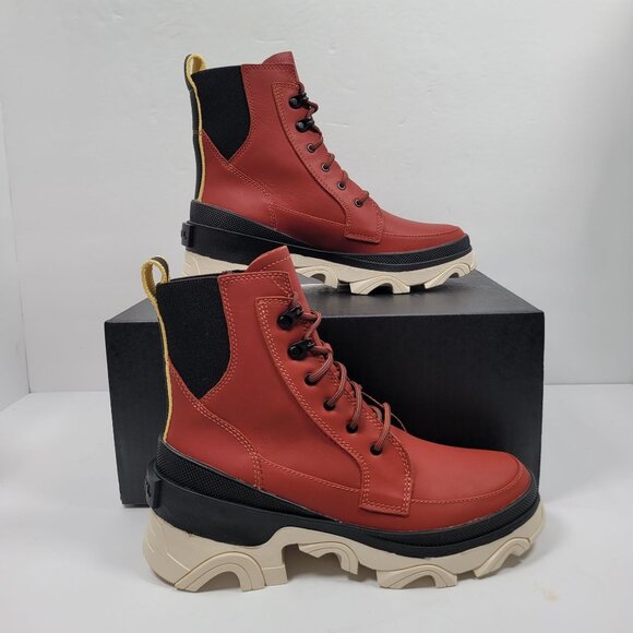 Sorel Brex Lace-Up Women's Red Black Waterproof Boots NL4305-849 US Size 7 NWT